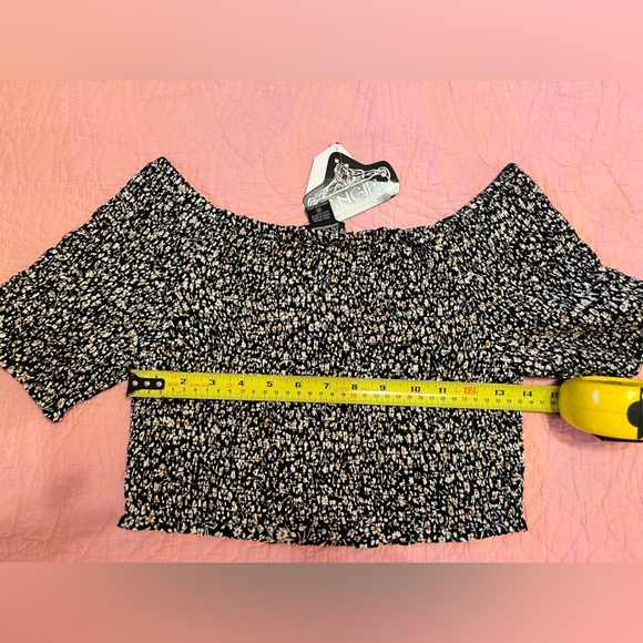 Angie Crop Top Floral Print Black Size M Medium Peasant Boho Festival Top NWT - Picture 6 of 8
